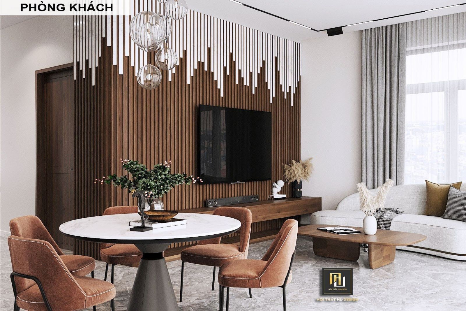 hình ảnh thiết kế nội thất phòng khách cho căn hộ homestay Sonasea Vân Đồn Quảng Ninh