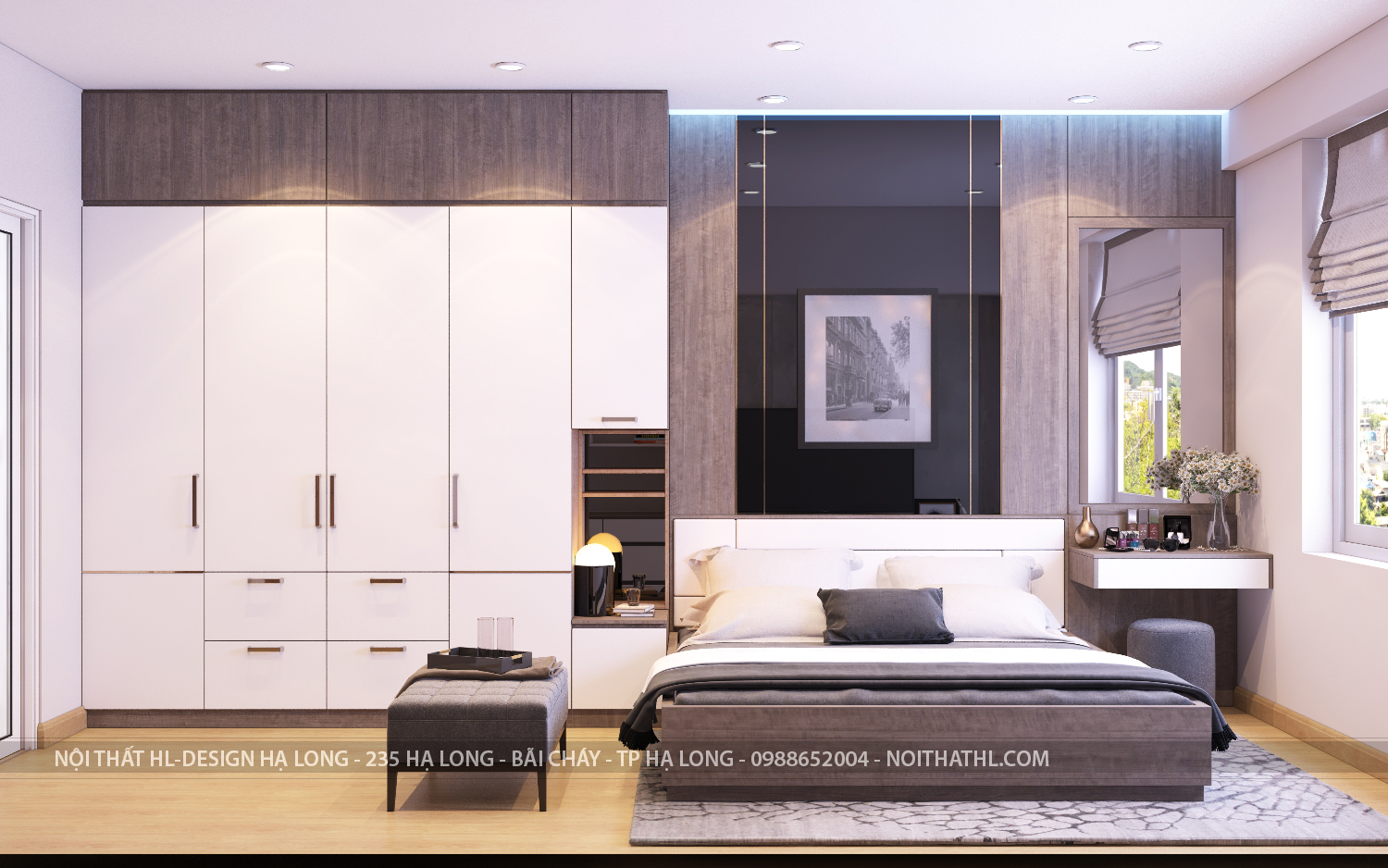 thiết kế nội thất phòng ngủ chính chung cư sapphire bến đoan hạ long