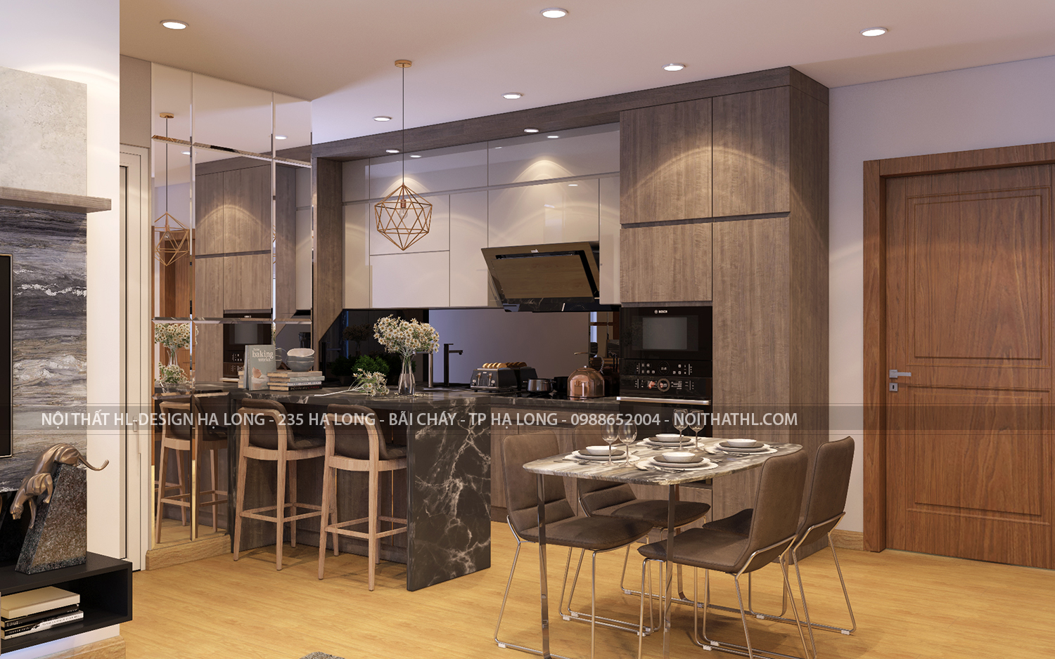 thiết kế nội thất phòng bếp chung cư sapphire bến đoan hạ long