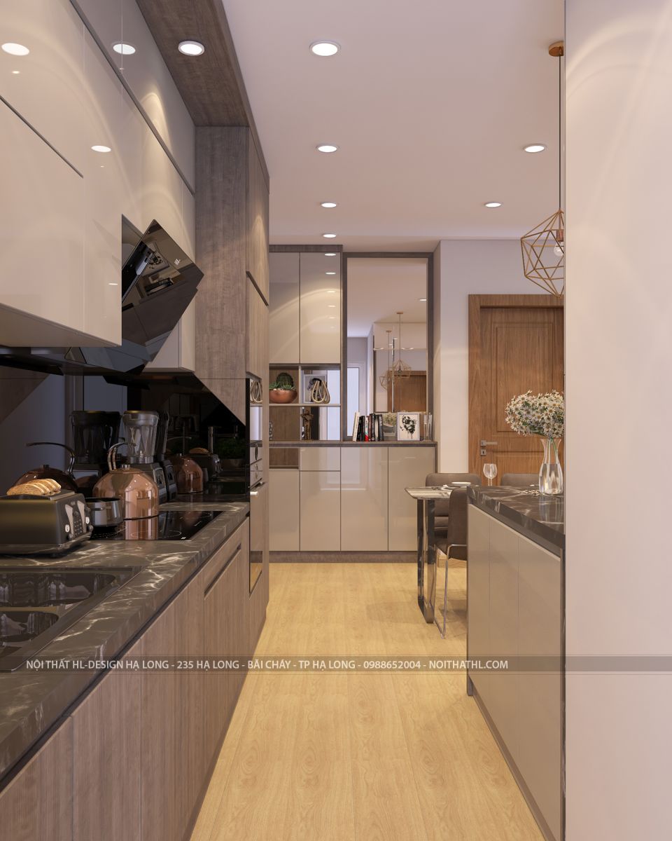 thiết kế tủ bếp căn hộ chung cư sapphire bến đoan hạ long