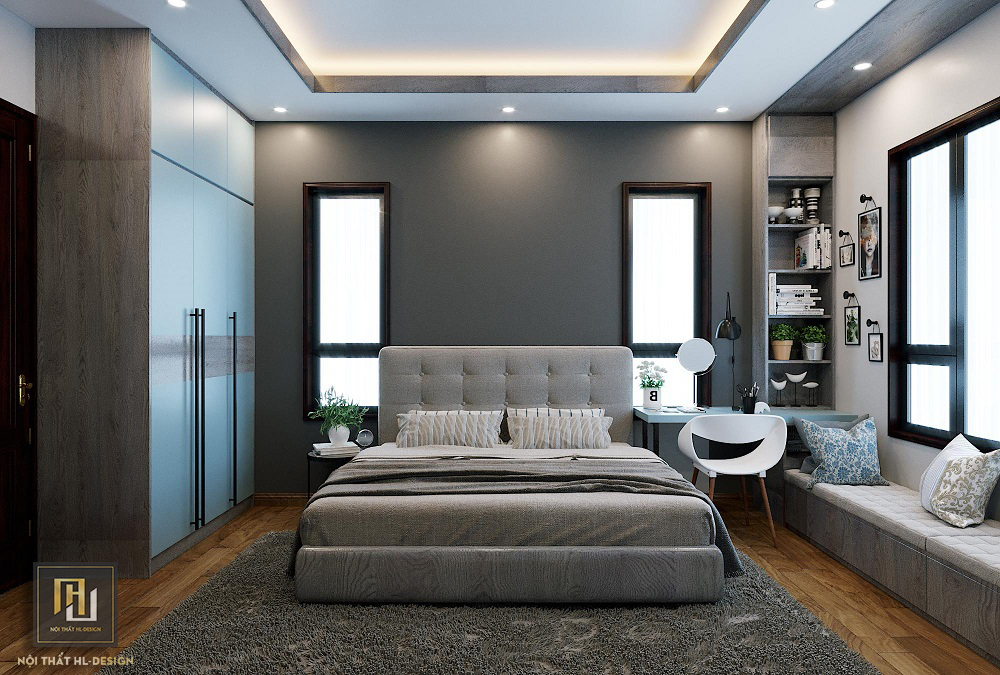 Thiết kế nội thất phòng ngủ hiện đại đẹp và cá tính nhà chị Hoàng Anh Uông Bí Quảng Ninh