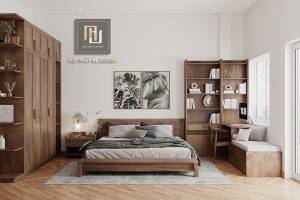 Thiết kế nội thất cho phòng ngủ nhà Anh Tuấn Thành phố Cẩm Phả bằng chất liệu gỗ Sồi tự nhiên đẹp và sang trọng
