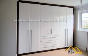 Thiết kế tủ quần áo âm tường màu trắng tại Hạ long - Nội thất HL-Design Hạ Long