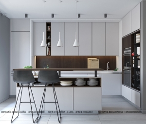 Thiết kế nội thất chung cư tông màu trắng đen hiện đại và độc đáo