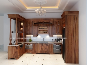 Thiết kế tủ bếp tân cổ điển gỗ Cẩm - Anh Vương - Tp Hạ Long - Quảng Ninh