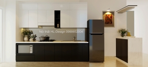 Tủ bếp tông màu đen trắng đầy cá tính cho căn hộ chung cư - Tủ bếp cô Vân - Chung cư BIM