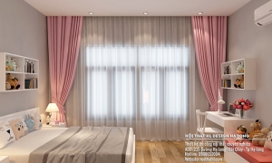Mẫu thiết kế nội thất phòng ngủ tông màu trắng hồng siêu đẹp cho các bạn nữ - Nội thất HL-Design Hạ Long