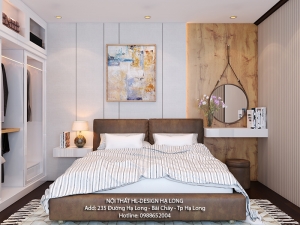 Phòng ngủ hiện đại đẹp mê ly tone màu trắng tại Hạ Long