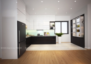 Tủ bếp tone màu đen trắng đầy cá tính và hiện đại