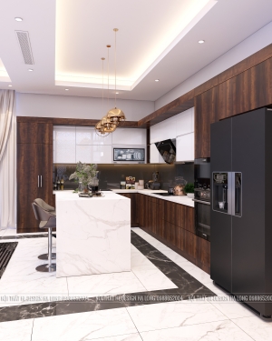 Nội thất phòng bếp sang trọng và tiện nghi, hiện đại cho biệt thự Hạ Long - Thiết kế nội thất phòng bếp biệt thự Quảng Ninh