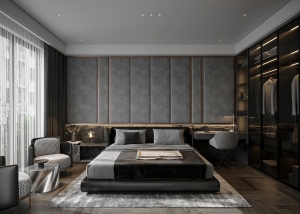 Phòng ngủ hiện đại theo phong cách Luxury quý phái với tông màu đen cho anh Vượng , Thành Phố Hạ Long