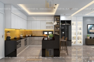 Thiết kế nội thất phòng bếp cô Hà - Tp Hạ Long