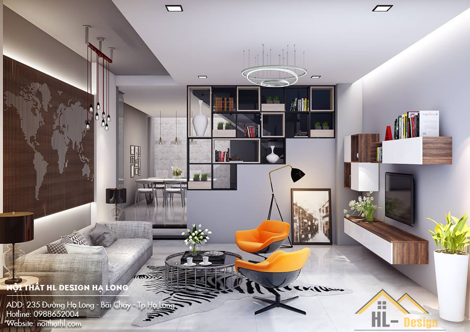Thiết kế nội thất phòng khách nhà phố anh Tuấn nên tham khảo tại Hạ Long - Quảng Ninh