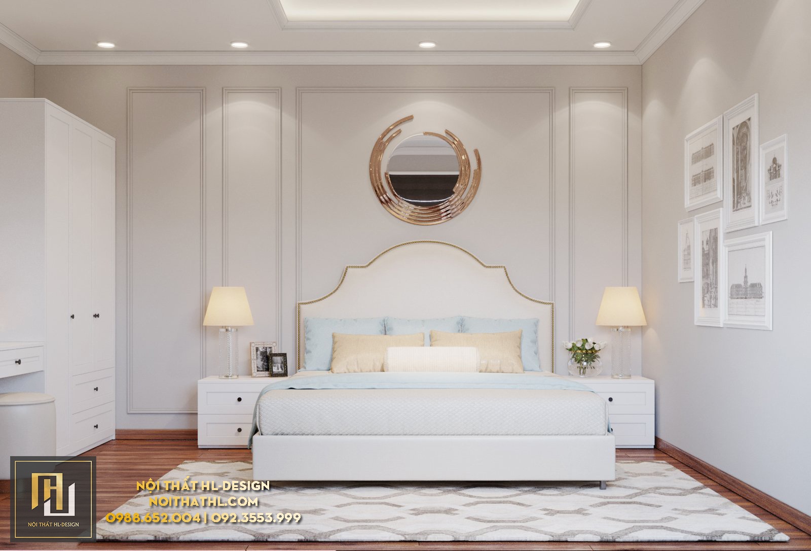 thiết kế phòng ngủ hạ long phong cách tân cổ điển