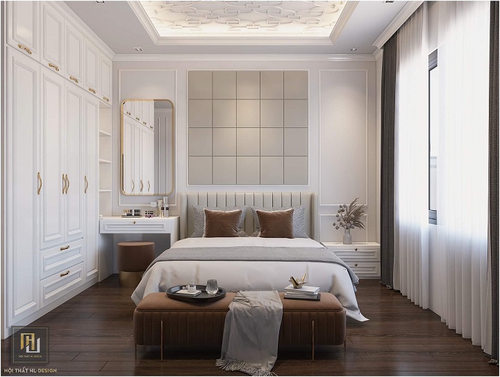 thiết kế nội thất phòng ngủ tân cổ điển tại Cẩm Phả Quảng Ninh