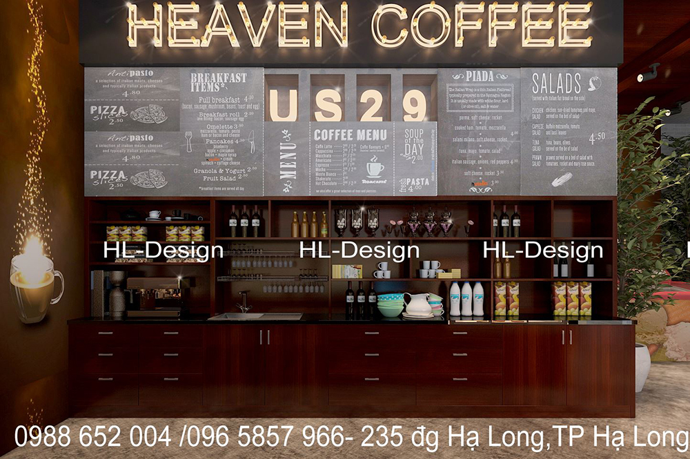 thiết kế nội thất quán coffee Hạ Long
