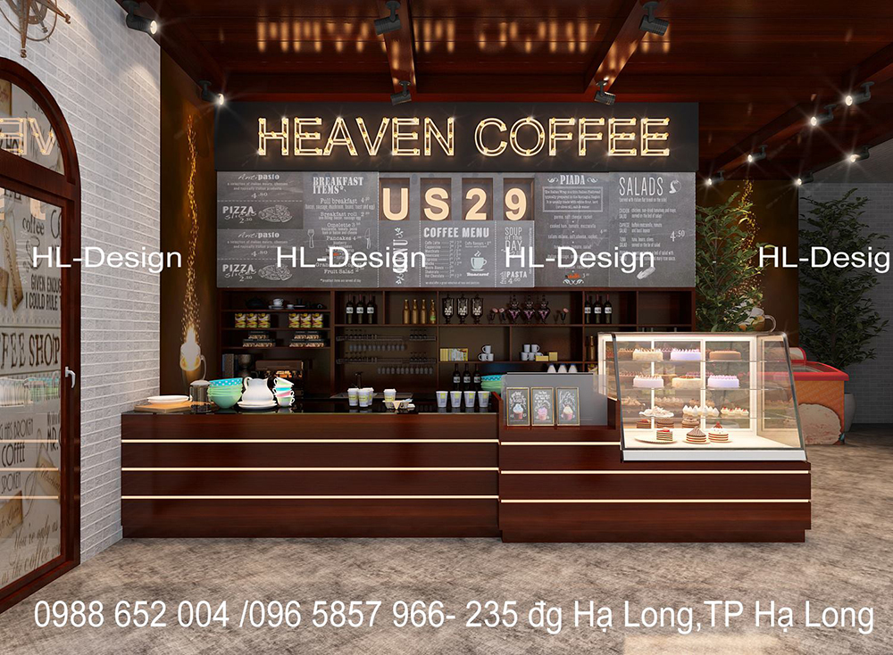 thiết kế nội thất quán coffee Hạ Long