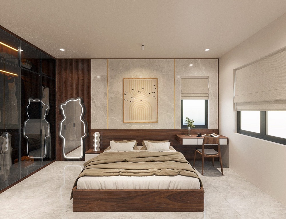 thiết kế nội thất phòng ngủ theo phong cách hiện đại tại Quảng Ninh