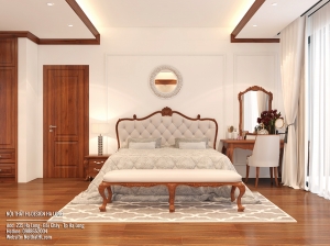 Thiết kế - thi công nội thất phòng ngủ biệt thự tân cổ điển tại Hạ Long cực đẹp và sang trọng.