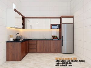 Thiết kế thi công lắp đặt trọn gói bộ nội thất tủ bếp nhà Anh Cần Hoành Bồ - Quảng Ninh