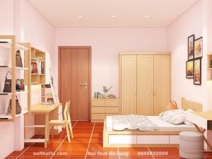 Thiết kế nội thất gỗ Sồi nhà chị Oanh - TP Hạ Long - Quảng Ninh