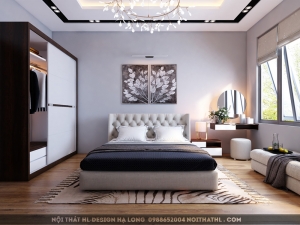 Nội thất phòng ngủ hiện đại tông màu trẻ trung mới mẻ tại Hạ long, Thiết kế nội thất Hạ Long